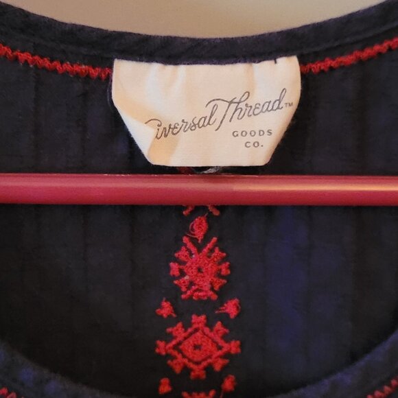 Universal Threads Navy Tank with Red Embroidery in Back Bust 36" - Picture 3 of 6
